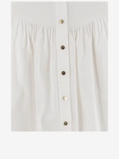 Tory Burch Flared Button-up Midi Skirt In White