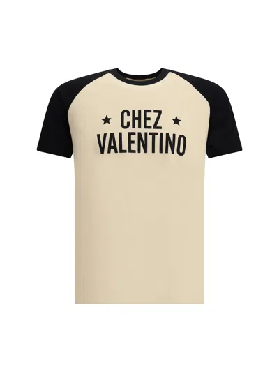 Valentino Sleeve Contrast Graphic Print Crew Neck In Neutral