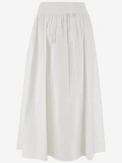 Tory Burch Flared Button-up Midi Skirt In White