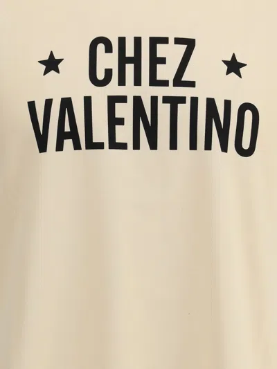 Valentino Sleeve Contrast Graphic Print Crew Neck In Neutral