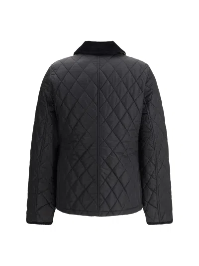 Burberry Oldham Black Quilted Jacket With Corduroy Collar In Tech Fabric Woman In Black