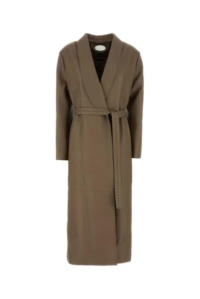 Fendi Belted Waist Leather Coat