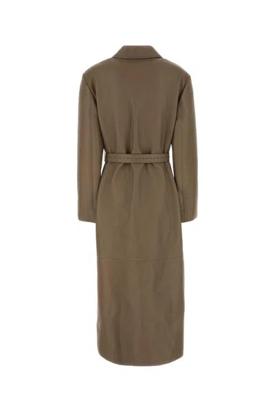 Fendi Belted Waist Leather Coat