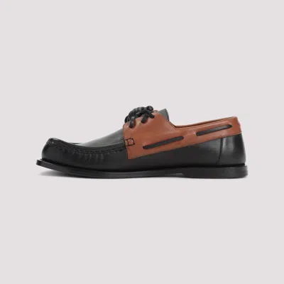 Loewe Sculpted Black Leather Shoes With Brown Accents