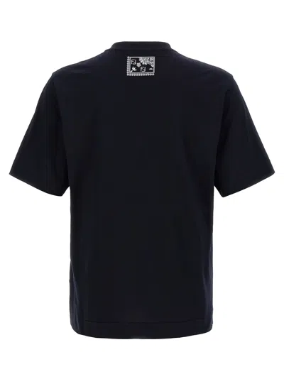 Fendi Men Midnight Blue Cotton T-shirt In Black