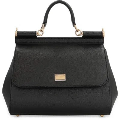 Dolce & Gabbana Sicily Grande Leather Handbag In Black