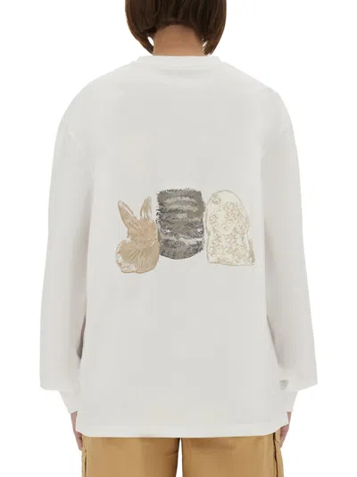 Ganni Heavyweight Jersey Re-cut Sweatshirt In White