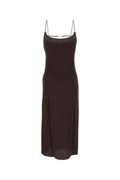 Jacquemus Womens Croco Brown La Robe Notte Croc-pattern Woven Midi Dress