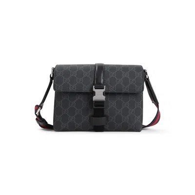 Gucci Black Crossbody Bag With Metallic Buckle In Black