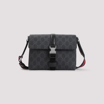 Gucci Black Crossbody Bag With Metallic Buckle In Black