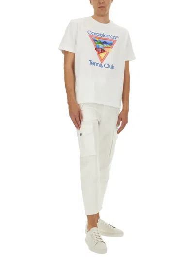 Casablanca Cotton Crew Neck T-shirt With Graphic Print