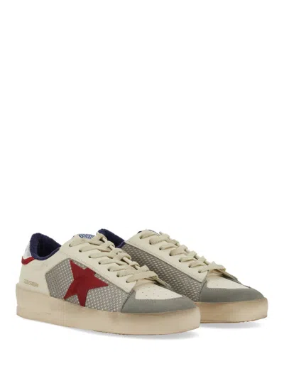 Golden Goose Stardan Leather And Net Upper Suede Toe And Star Laminated Heel Sneakers White In White