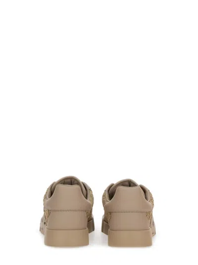 Dolce & Gabbana Portofino Sneakers With Lace Detail In Brown