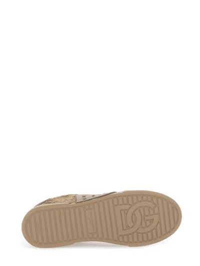 Dolce & Gabbana Portofino Sneakers With Lace Detail In Brown