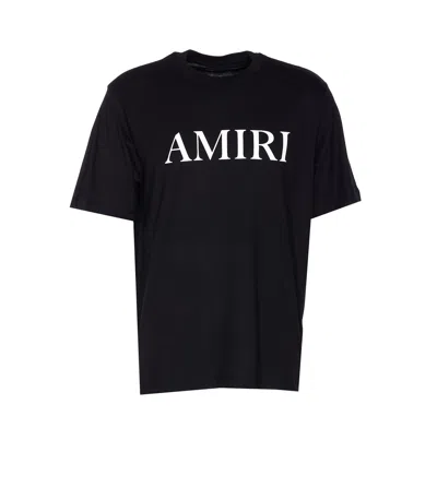 Amiri Black Crewneck T-shirt With Logo Lettering Print On The Front In Cotton Man