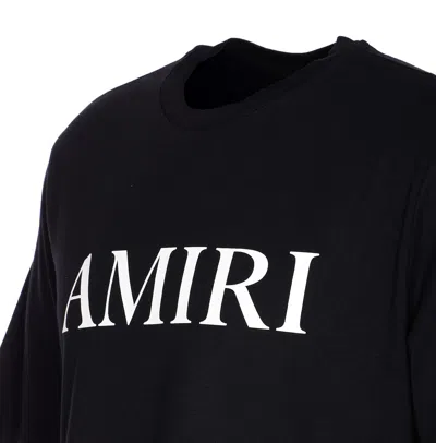 Amiri Black Crewneck T-shirt With Logo Lettering Print On The Front In Cotton Man