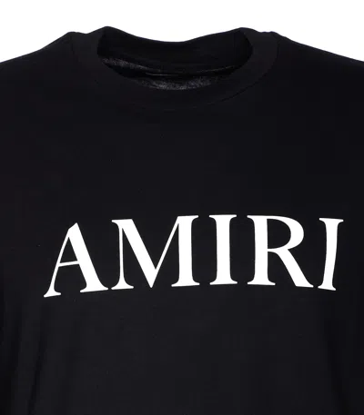 Amiri Black Crewneck T-shirt With Logo Lettering Print On The Front In Cotton Man