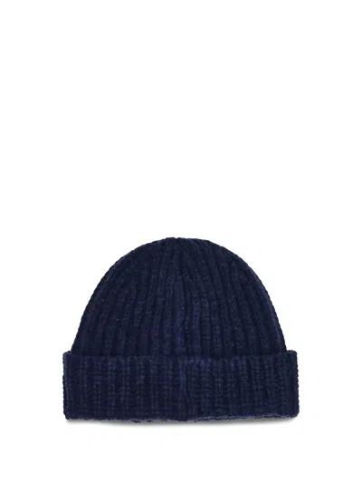 Marni Dark Blue Logo Beanie Hat In Blue