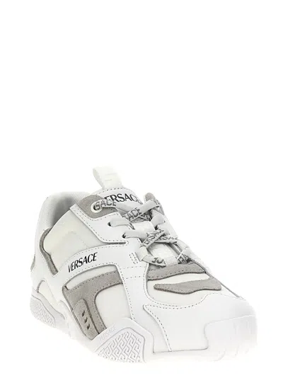 Versace Galaxia Leather Low-top Sneakers In Gray