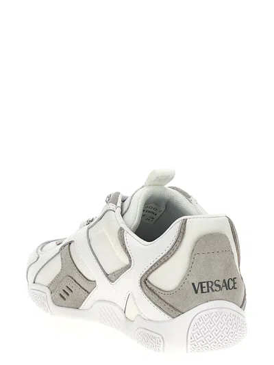 Versace Galaxia Leather Low-top Sneakers In Gray