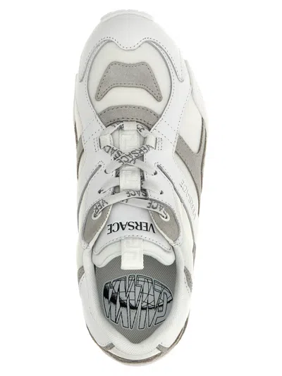 Versace Galaxia Leather Low-top Sneakers In Gray