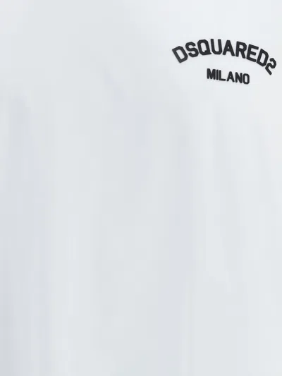 Dsquared2 Men White Crewneck T-shirt With Logo Lettering On The Front In Cotton Man In White