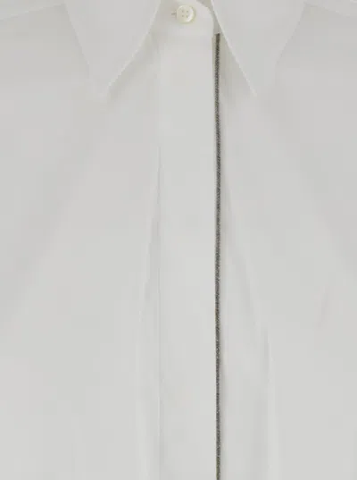 Brunello Cucinelli Oversized White Shirt With Monile Detail