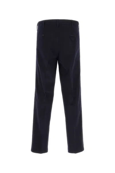 Prada Pantalone In Gabardine Nero Uomo In Black