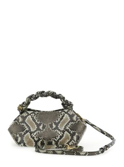 Ganni Women Small Bou Snake Handbag In Gray