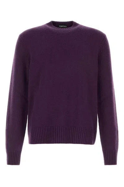 Tom Ford Long-sleeved Crewneck Jumper In Purple
