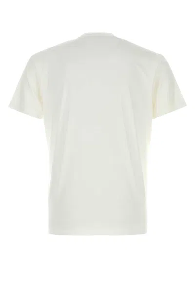Tom Ford White Crewneck T-shirt With Tf Embroidery In Lyocell And Cotton Blend Man