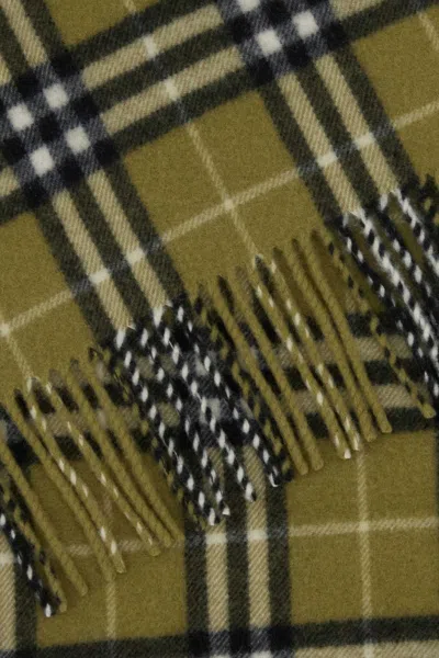 Burberry Cashmere Scarf With Embroidered Checked Pattern