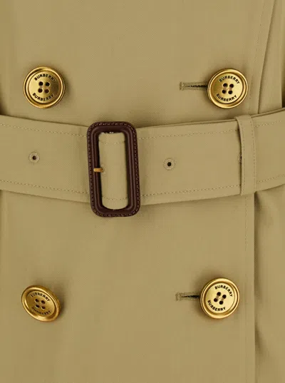 Burberry Waterloo Beige Double-breasted Trench Coat With Classic Collar And Belt Closure In Cotton Woman