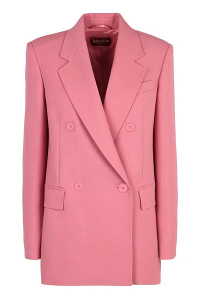 Max Mara Studio Pink Wool Lamella Blazer In Pink