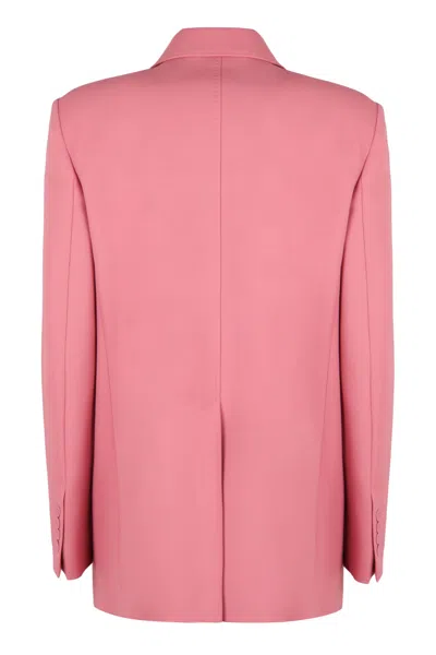 Max Mara Studio Pink Wool Lamella Blazer In Pink