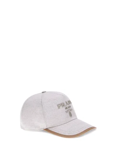 Prada Logoed Baseball Hat In White