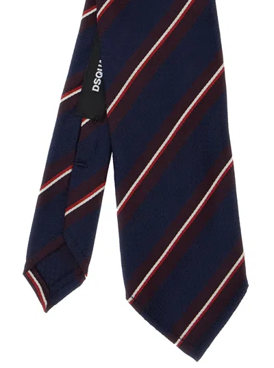Dsquared2 Bordeaux Tie With All-over Striped Motif In Blue