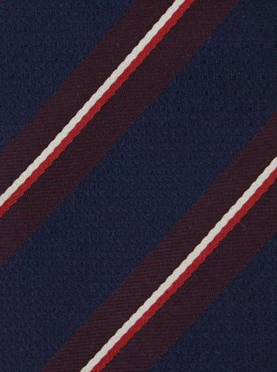 Dsquared2 Bordeaux Tie With All-over Striped Motif In Blue
