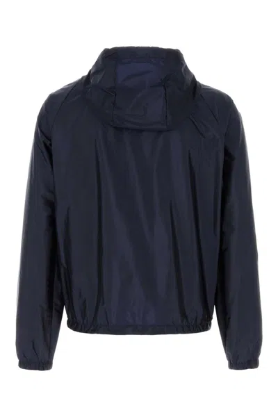 Prada Waterproof Hooded Jacket In Blue