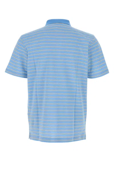 Prada Light Blue Striped Polo Shirt In Blue