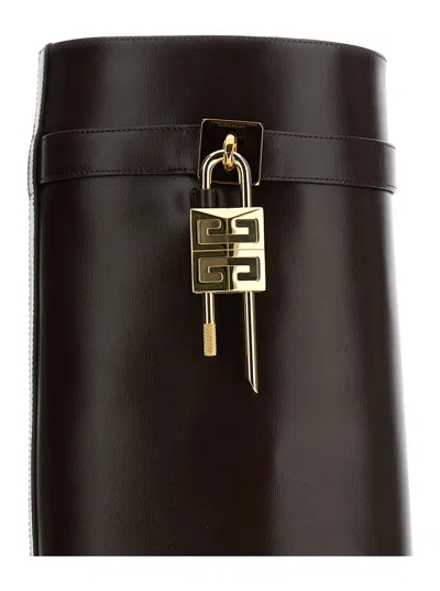 Givenchy Shark Brown Boots With Padlock Detail And Slip-on Style In Leather Woman