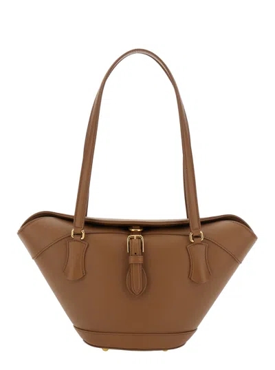 Dolce & Gabbana Brown Shoulder Bag With Two Top Handles And Buckle Closure On The Front In Leather Woman