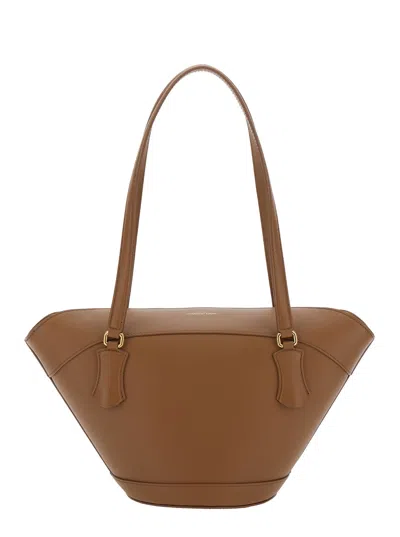 Dolce & Gabbana Brown Shoulder Bag With Two Top Handles And Buckle Closure On The Front In Leather Woman
