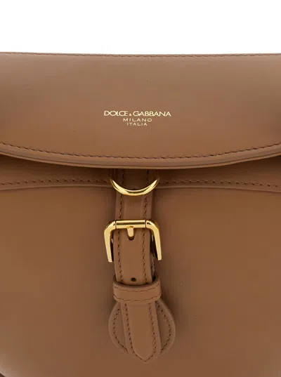 Dolce & Gabbana Brown Shoulder Bag With Two Top Handles And Buckle Closure On The Front In Leather Woman