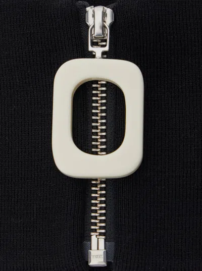 Jw Anderson Black Knit Neckband With Zip Closure On The Front In Black