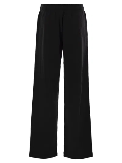 Polo Ralph Lauren Black Pants With Drawstring Elastic Waist And Pony Embroidery On The Side In Cotton Blend Woman In Black