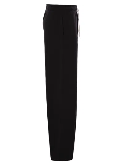 Polo Ralph Lauren Black Pants With Drawstring Elastic Waist And Pony Embroidery On The Side In Cotton Blend Woman In Black