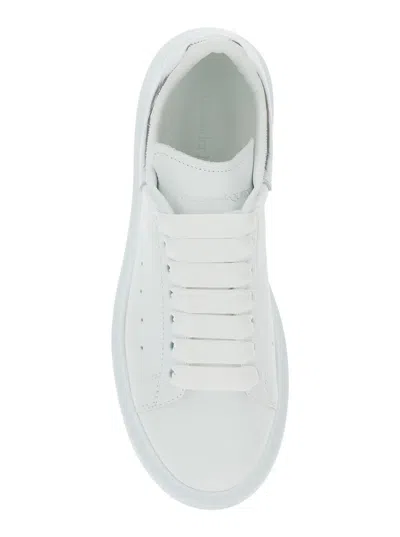 Alexander Mcqueen White Oversize Sneakers With Snake Print On The Heel In Leather Woman In White