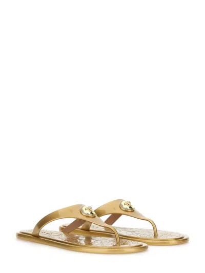 Versace Alia Slides In Gold