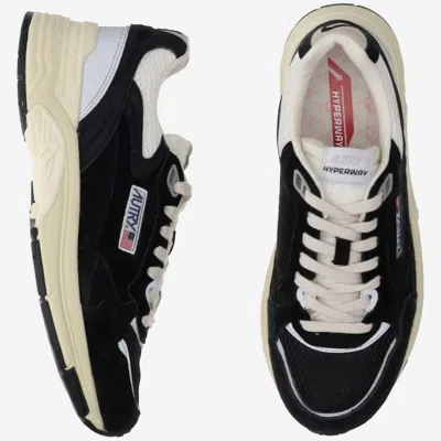 Autry Hyperway Black Low Top Sneakers With Logo Patch On Tongue And Side In Tech Fabric Man